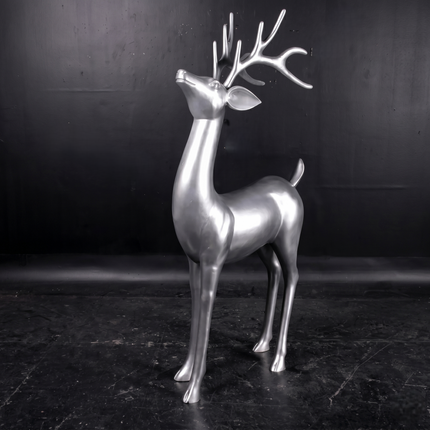 Silver Reindeer Standing Life Size Statue LM Treasures - H