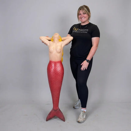 Hanging Pink Mermaid Life Size Statue LM Treasures - GP