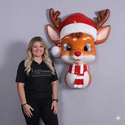 Cute Comic Reindeer Wall Decor Statue LM Treasures - H