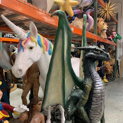 Green Dragon On Post Life Size Statue LM Treasures - H