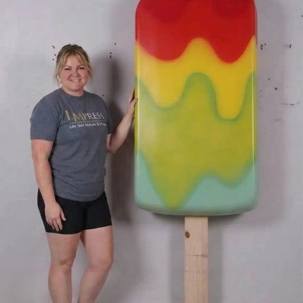 Large Hanging Rainbow Ice Cream Popsicle Over Sized Statue LM Treasures - H