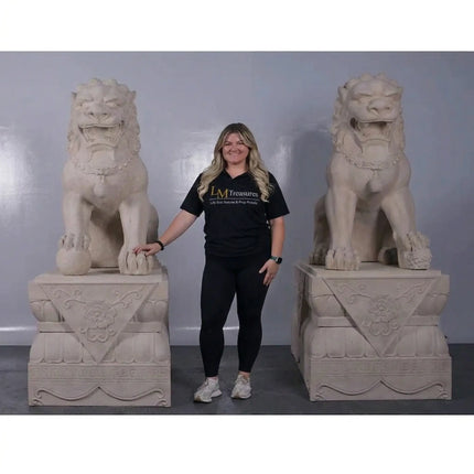 Foo Dog Male On Base Chinese Lion Statue LM Treasures - H