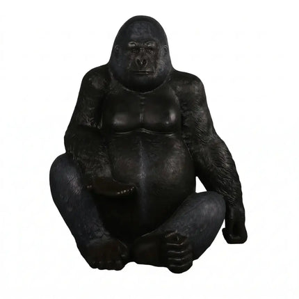 Large Silver Back Gorilla Sitting Life Size Statue LM Treasures - H