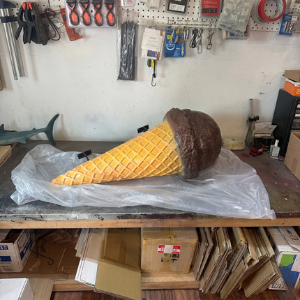 Hanging One Scoop Chocolate Ice Cream Over Sized Statue
