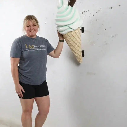Hanging Soft Serve Mint Green Ice Cream Over Sized Statue LM Treasures - H