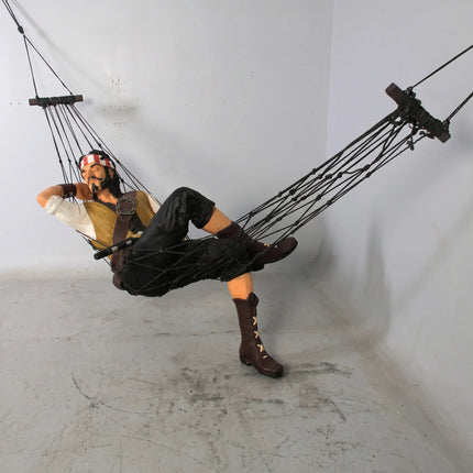 Pirate Hanging in Hammock Life Size Statue LM Treasures - H