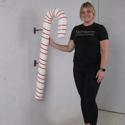 Hanging White Candy Cane Over Sized Statue LM Treasures - H