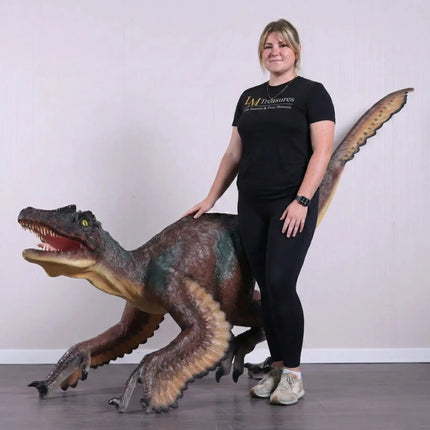 Feathered Velociraptor Dinosaur Life Size Statue LM Treasures - H