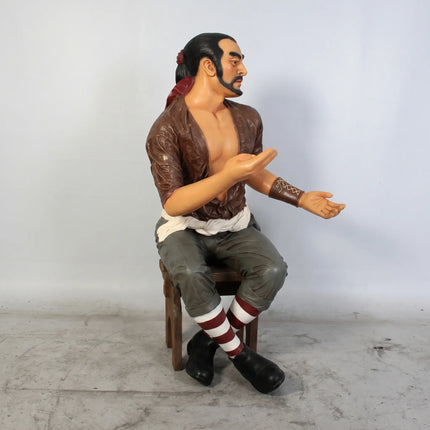 Sitting Pirate Carlos Life Size Statue