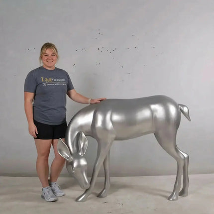 Silver Deer Standing Life Size Statue LM Treasures - H