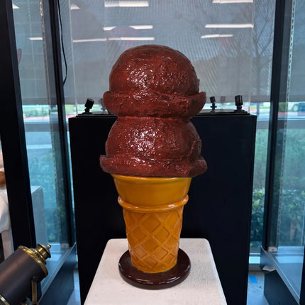 Small Two Scoop Chocolate Ice Cream Table Top Statue