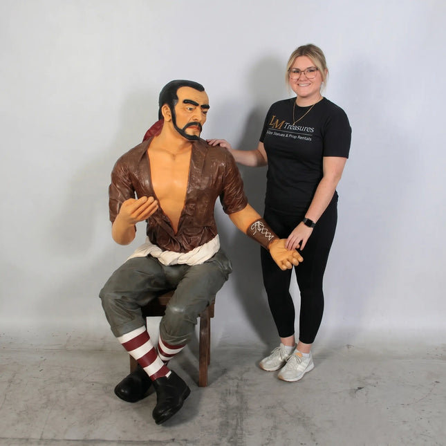 Sitting Pirate Carlos Life Size Statue