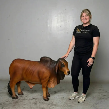 Brown Young Brahman Bull Statue LM Treasures - H