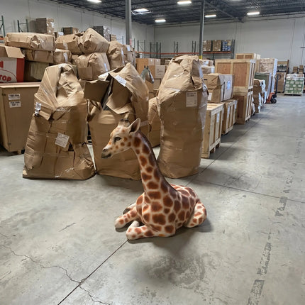 Laying Baby Giraffe Life Size Statue LM Treasures - A