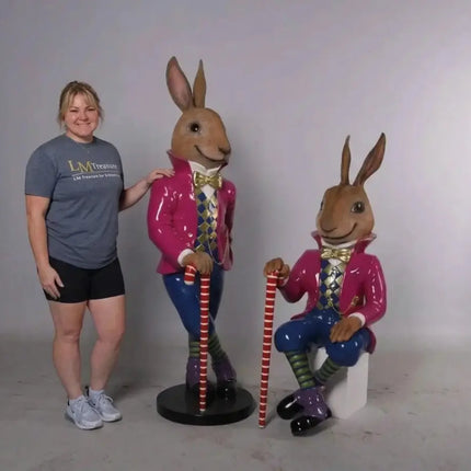 Jack The Bunny Rabbit Sitting Over Sized Statue LM Treasures - H
