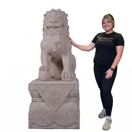 Foo Dog Male On Base Chinese Lion Statue LM Treasures - H