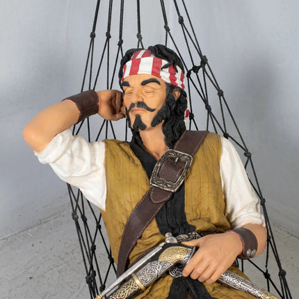 Pirate Hanging in Hammock Life Size Statue LM Treasures - H
