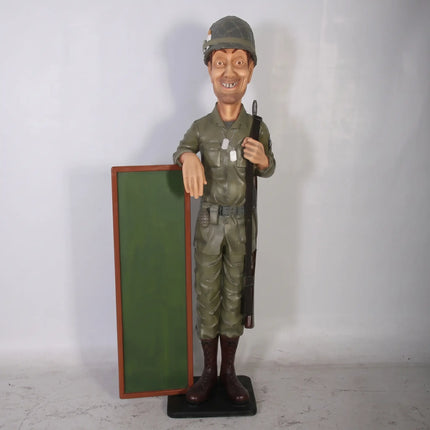 Soldier with Menu Board Life Size Statue