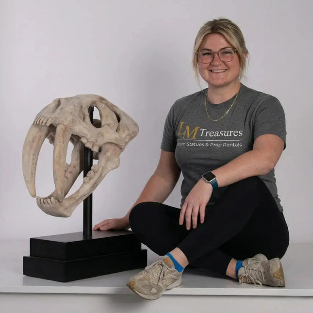 Saber Tooth Tiger Skull Life Size Statue LM Treasures - H