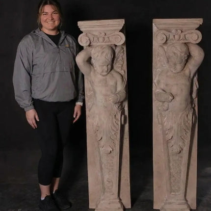 Cherub Column Set Life Size Statue