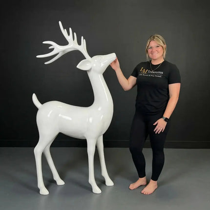 White Reindeer Standing Life Size Statue LM Treasures - H