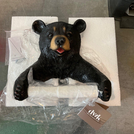 Black Bear Toilet Paper Holder Statue - LM Treasures 