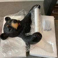 Black Bear Toilet Paper Holder Statue