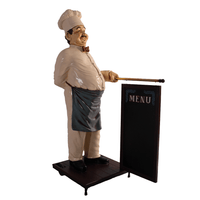 Chef With Rolling Menu Board Life Size Statue - LM Treasures 