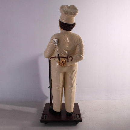 Chef With Rolling Menu Board Life Size Statue - LM Treasures 