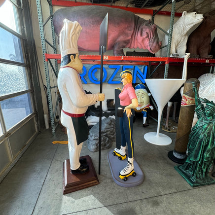 Pizza Chef With Menu Board Over Sized Statue - LM Treasures 