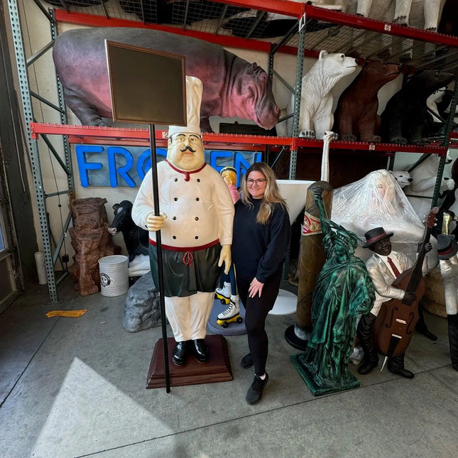 Pizza Chef With Menu Board Over Sized Statue LM Treasures - H