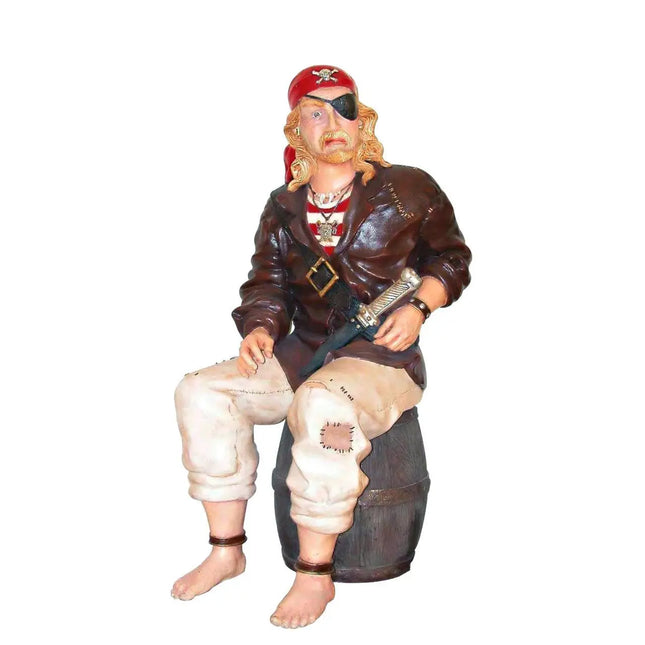 Pirate On Barrel Life Size Statue LM Treasures - H