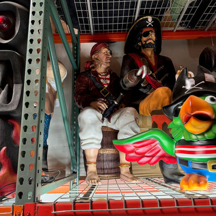 Pirate On Barrel Life Size Statue - LM Treasures 