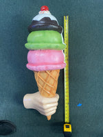 Three Scoop Ice Cream In Hand Over Sized Statue - LM Treasures 