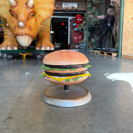 Double Cheeseburger On Stand Over Sized Statue