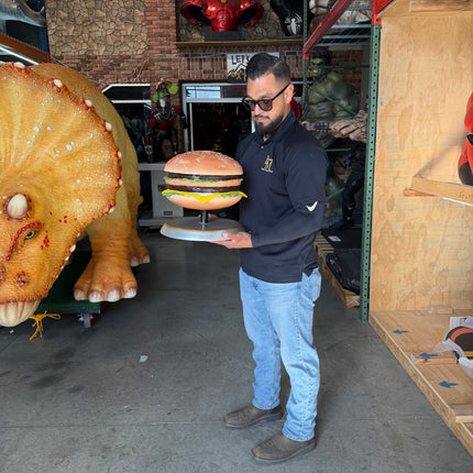 Double Cheeseburger On Stand Over Sized Statue