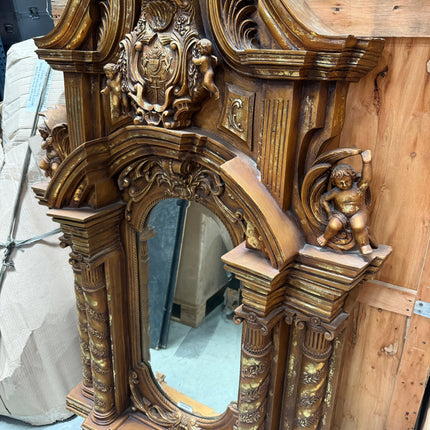 Angel Cherubs Ornate Gothic Pillar Gold Color Wall Mirror MIRROR