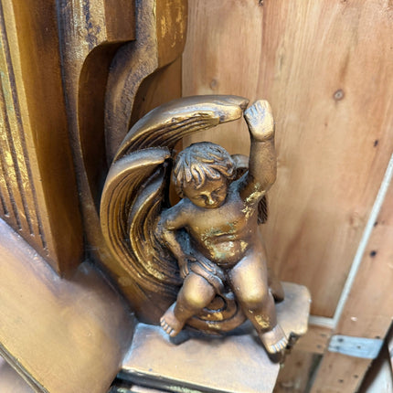Angel Cherubs Ornate Gothic Pillar Gold Color Wall Mirror MIRROR