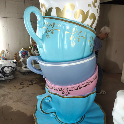 Large Stacked Tea Cups Life Size Statue