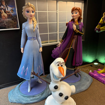Frozen II Anna, Elsa, and Olaf Set of 3 Life Size Pre-Owned Statues