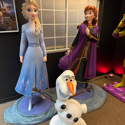 Frozen II Anna, Elsa, and Olaf Set of 3 Life Size Pre-Owned Statues