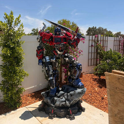 Optimus Prime on Rock Base Life Size Statue