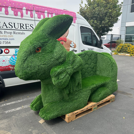 Grassy Bunny Bench Statue