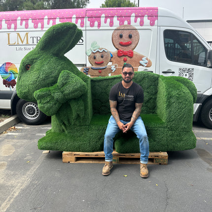 Grassy Bunny Bench Statue