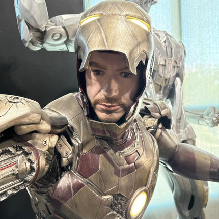 Iron Man 3 (Battle Version) with RDJ Head Life Size Statue