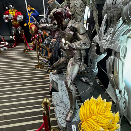 Iron Man 3 (Battle Version) with RDJ Head Life Size Statue