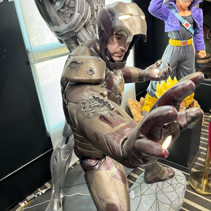 Iron Man 3 (Battle Version) with RDJ Head Life Size Statue