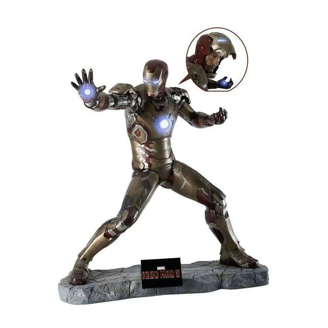 Iron Man 3 (Battle Version) with RDJ Head Life Size Statue LM Treasures - MM