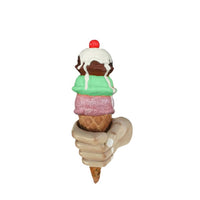 Three Scoop Ice Cream In Hand Over Sized Statue - LM Treasures 