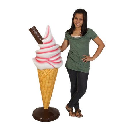 Small Soft Serve Strawberry Ice Cream Over Sized Statue - LM Treasures 